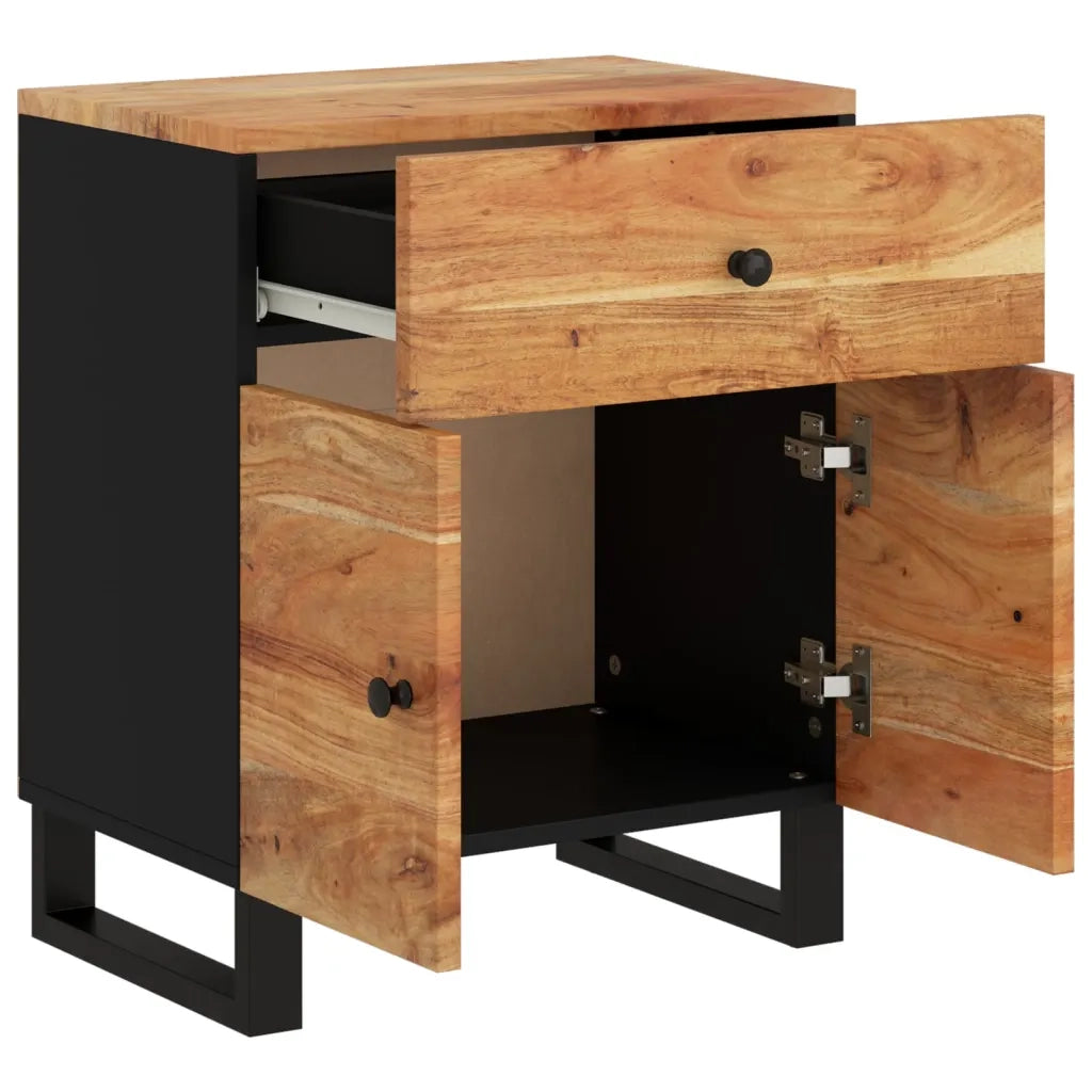 Comodino 50x33x60 cm Legno Massello Acacia e Legno Multistrato cod mxl 30289