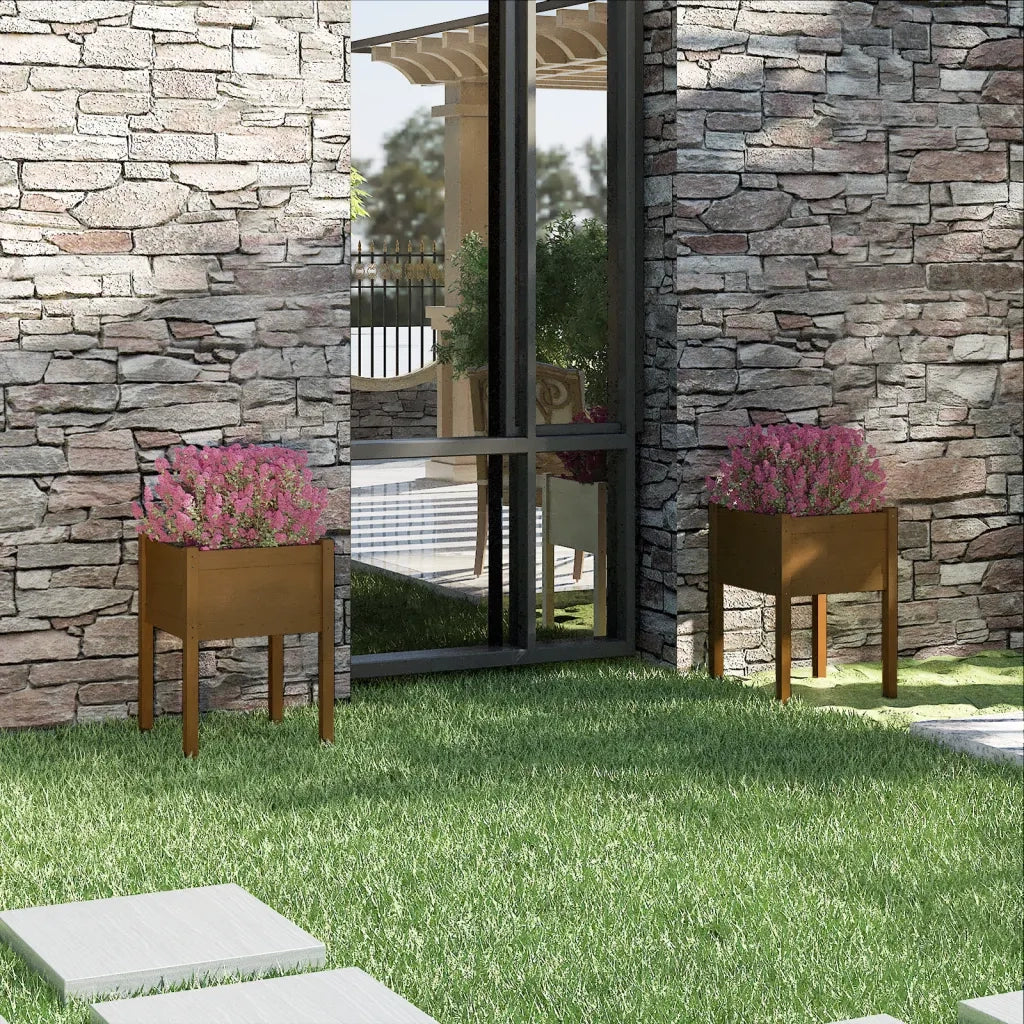 2 pz Fioriere | Cassetta per fiori | Vaso Ambra 50x50x70 cm in Legno Massello di Pino