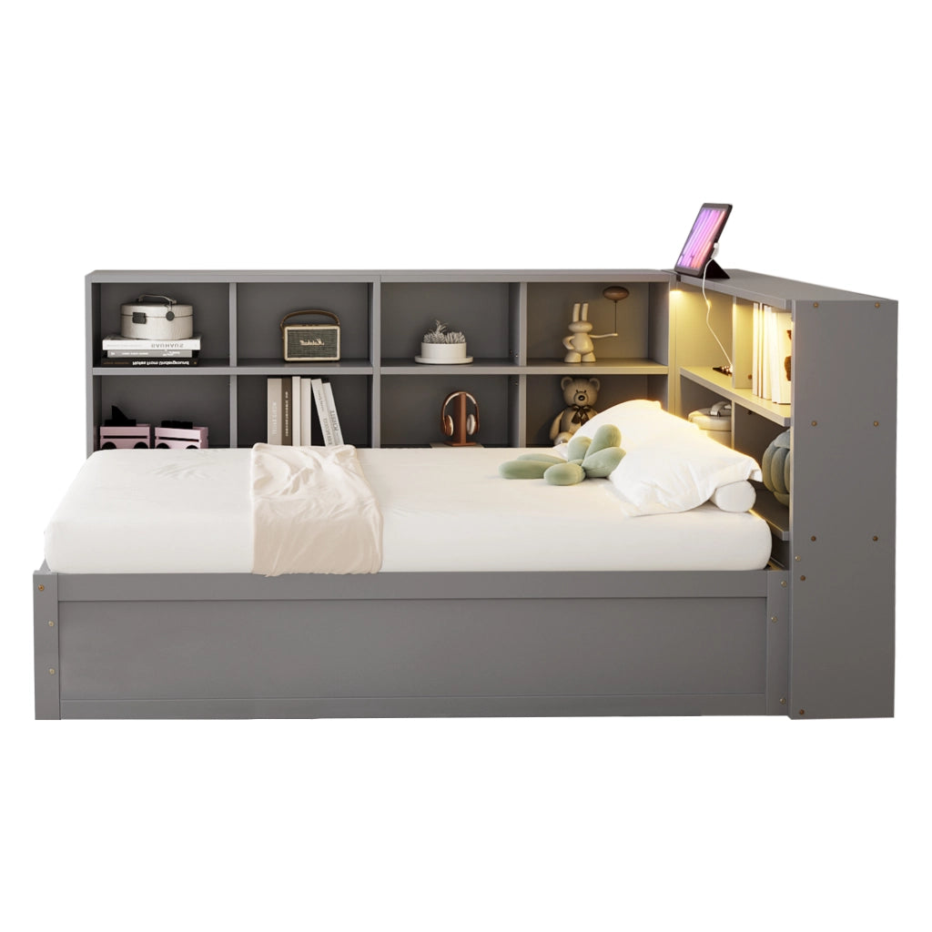 Letto sofa multifunzione legno grigio 90x200 cm
