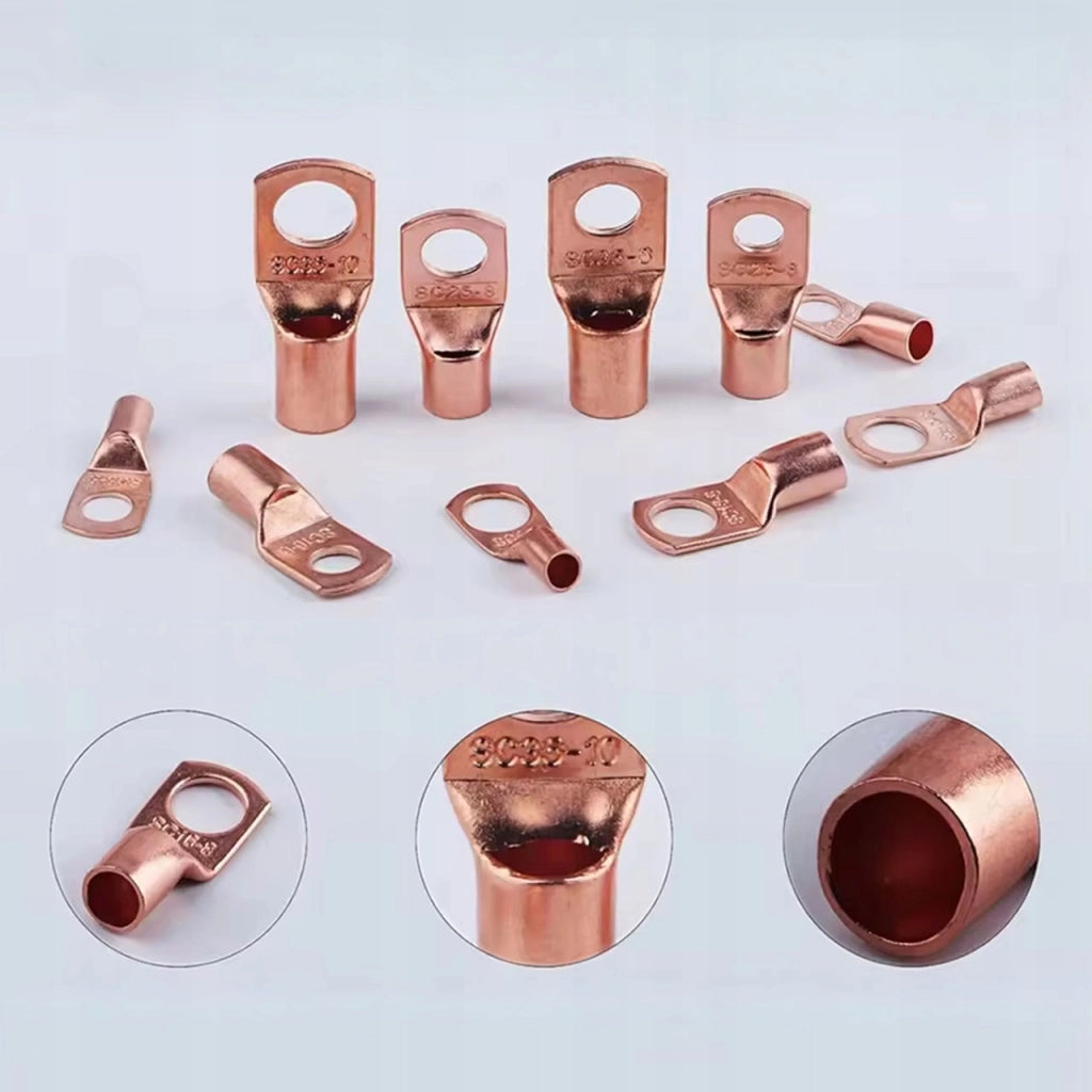CopperRing ProKit 130 – Set Connettori Oculari 6–35 mm² + Tubetti Termorestringenti | Rame Isolato | Auto PV Off-Grid