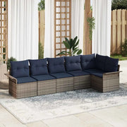 Set Divano da Giardino 6 pcs Grigio polyrattan