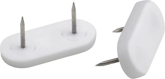 Gomme per mobili - Strisce di attrito in nylon - con chiodo - bianco - 4 pezzi - anti-giramento - pavimenti resistenti - 47 x 14 mm