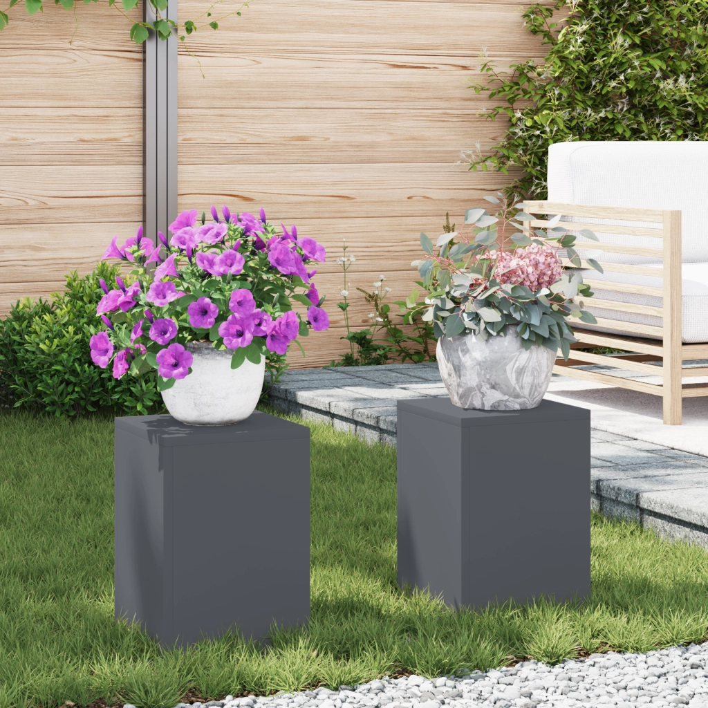 Supporti per Piante da Esterno Pilastro 2 pz Antracite 24x24x35 cm Acciaio