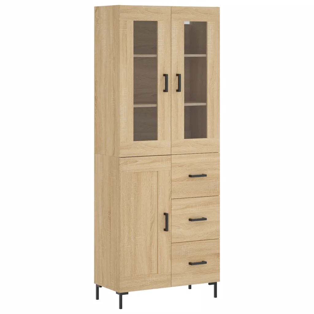 Credenza-Buffet-Armadio da cucina Rovere Sonoma 69,5x34x180 cm in Legno Multistrato 165878