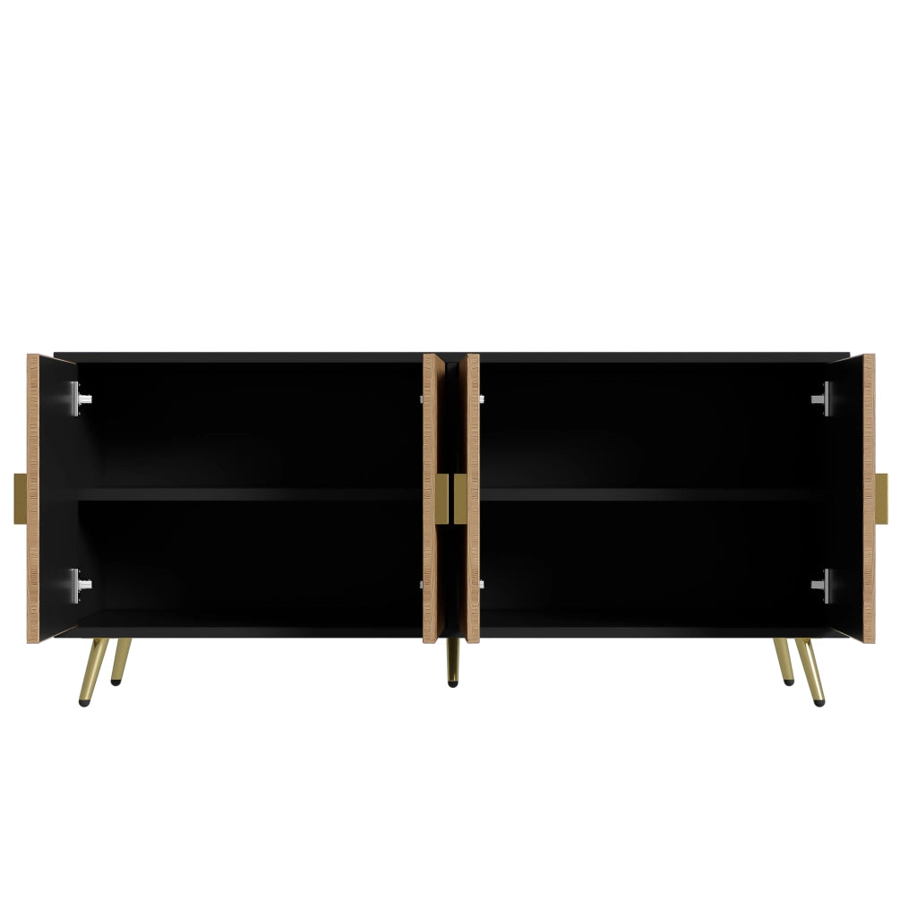Credenza 160 cm ¨C MINIMAL ¨C 4 Ante, Maniglie Dorate, Gambe Lucide
