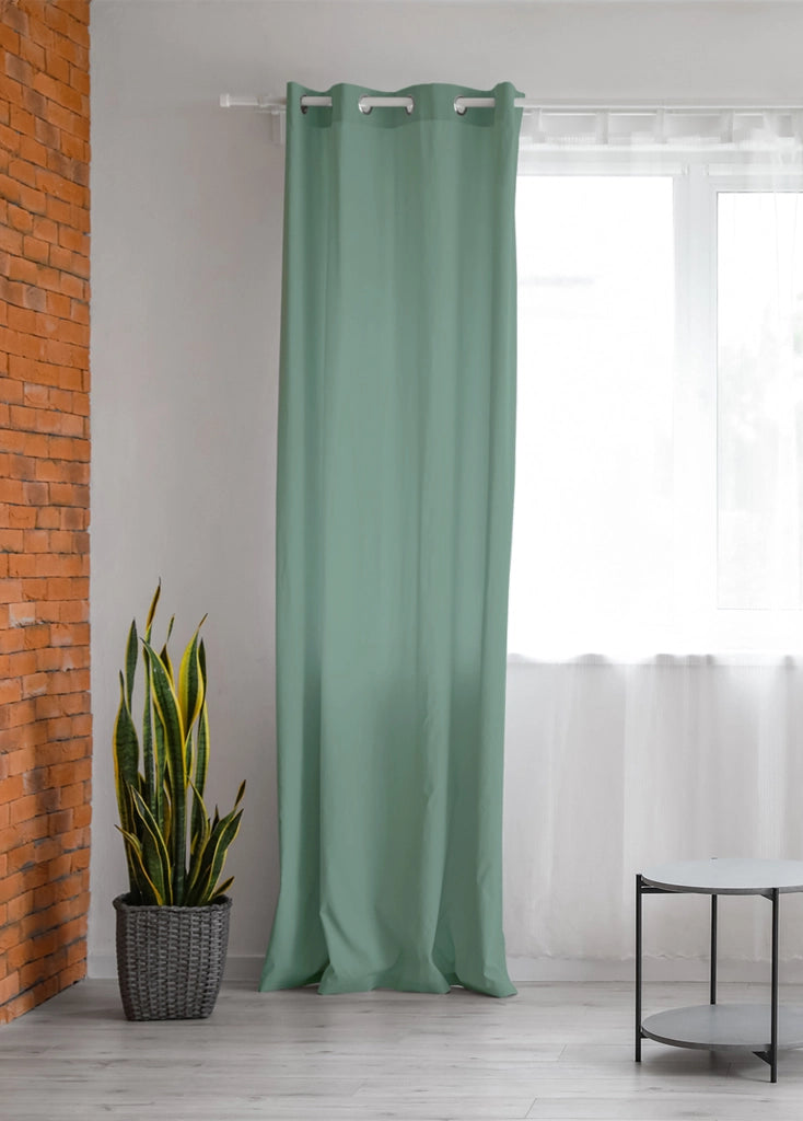 Tenda Semioscurante 140 x 290 Cm Moderne Con Occhielli  Salvia - 2 Tende