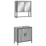 Set Mobili da Bagno | Armadio da bagno 2 pz Grigio Sonoma in Legno Multistrato