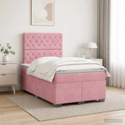 Letto box spring con materasso Rosa 120 x 200 cm Velluto 3453619