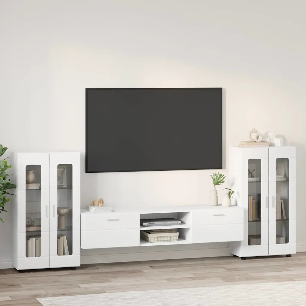 Set mobile TV con cassetto FLORIN Bianco Legno multistrato