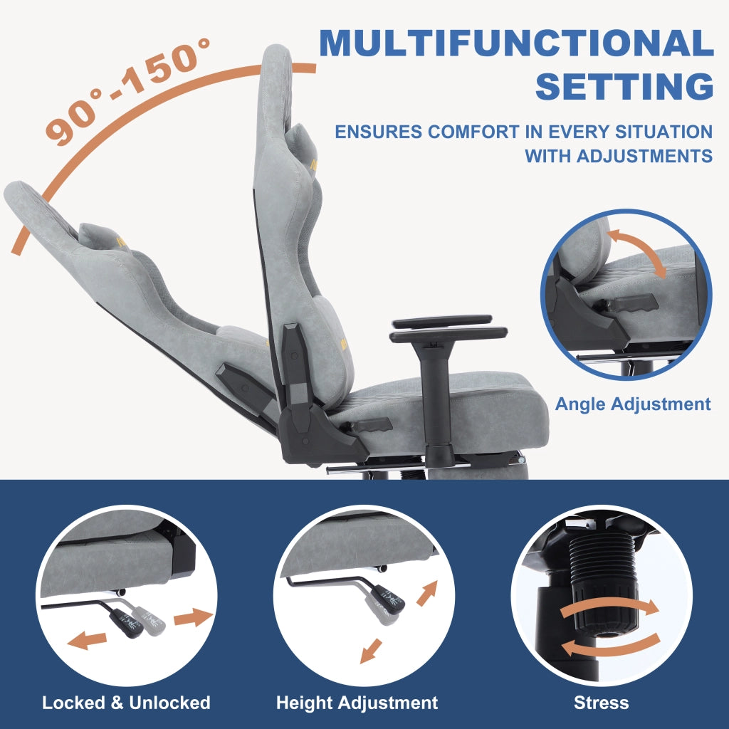 Poltrona da gaming ergonomica in similpelle ¨C Minimal ¨C Grigio