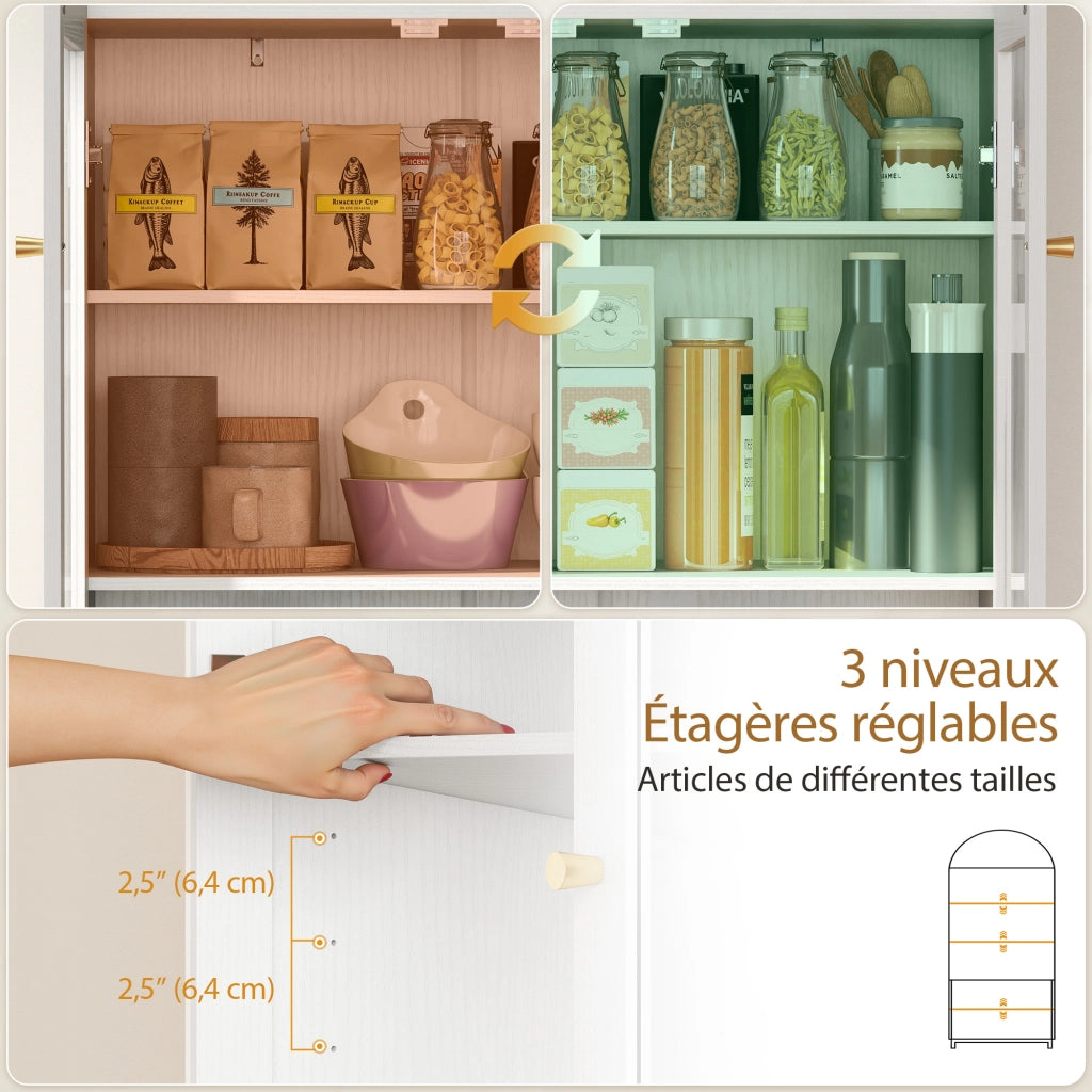 Armadio da cucina, vetrina con 4 ante di cui 2 in acrilico e ripiani regolabili ¨C zephmum ¨C 78x40x180 cm, bianco