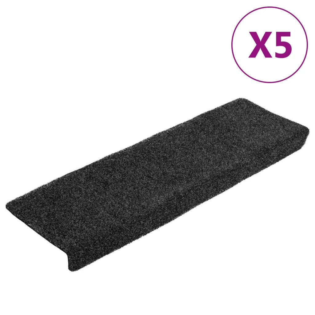 Tappetini per scale autoadesivi 5 pz | Gradini per Scale 65x21x4 cm Grigio Scuro bordo rettangolare