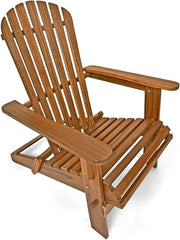 Deuba® Sedia prendisole relax Adirondack in legno d' acacia pieghevole estremità arrotondate per giardino o terrazza
