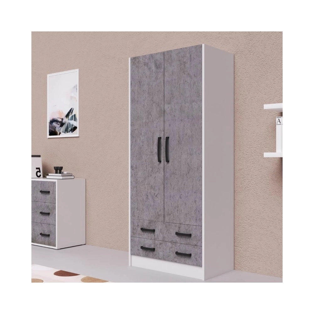 Armadio due ante e cassetti 91x52x210h colore cemento ARM290C