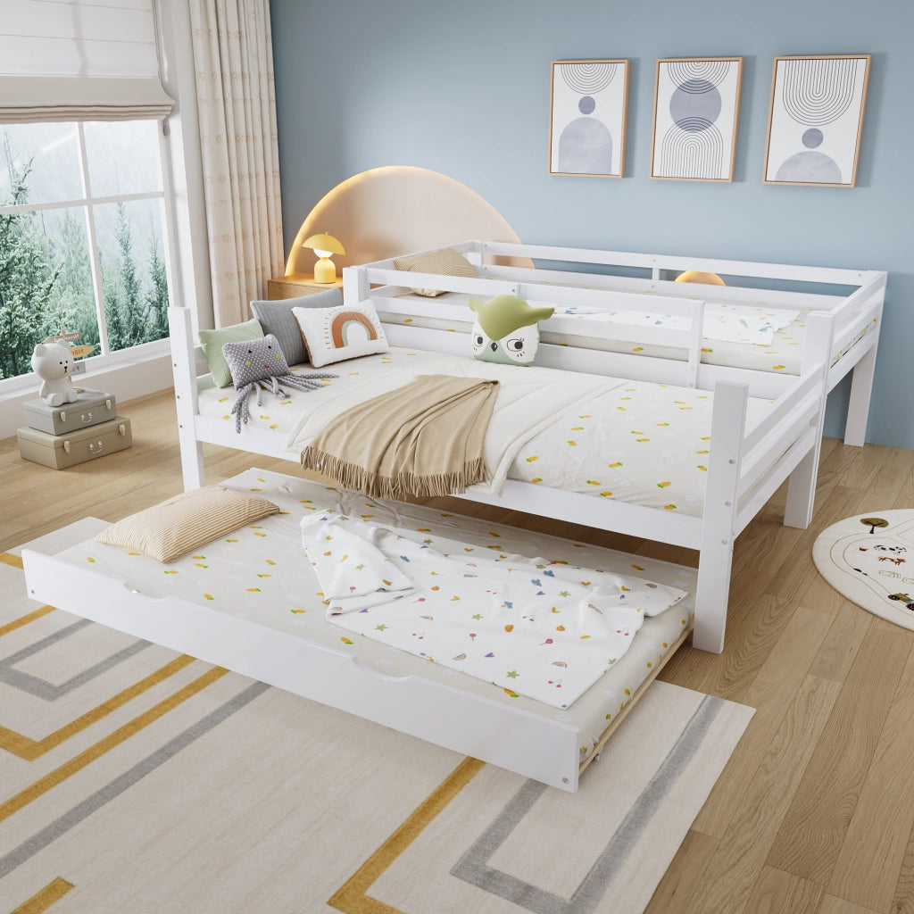 Letto a castello con ripiani in legno massiccio e MDF 90x200 cm