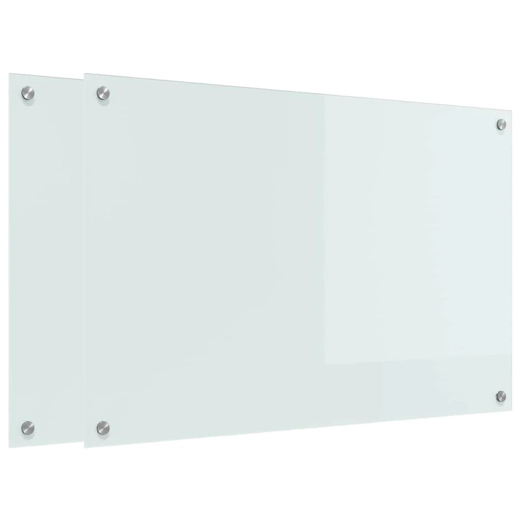 Set di 2 paraschizzi per cucina 90 x 60 cm design moderno resistente al calore minimalista vetro temperato bianco 02_0056290