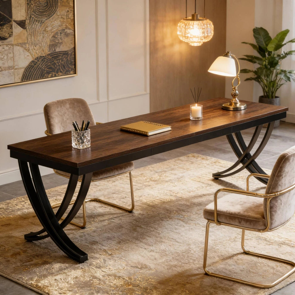Scrivania doppia 200 x 70 cm con struttura a X