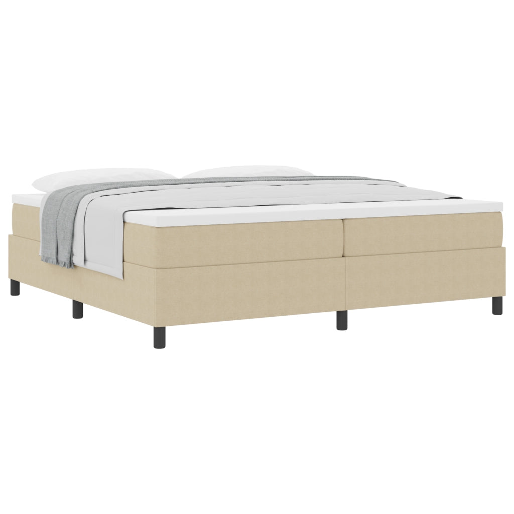 Letto a Molla con Materasso Beige Chiaro 200x200 cm Tessuto in Corduroy