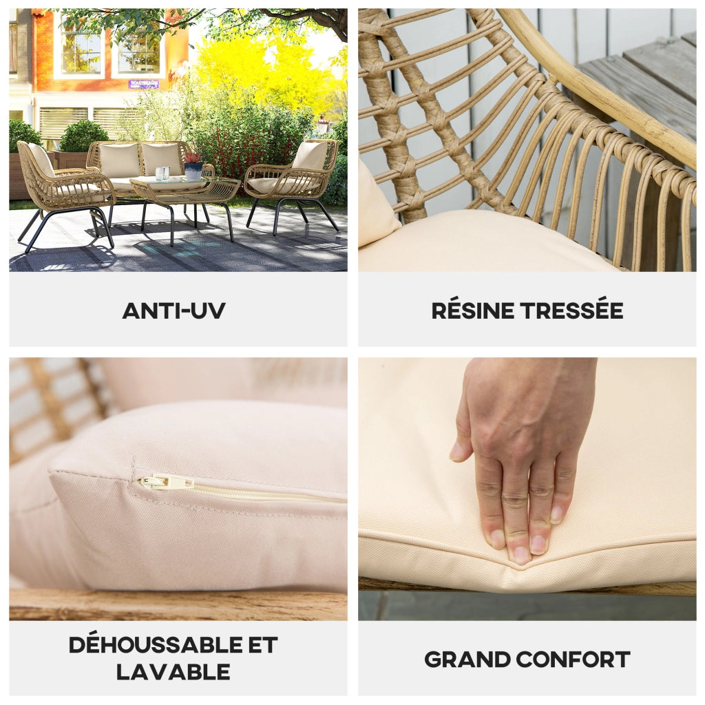 Set da giardino 4 pezzi ¨C zephmum ¨C beige polyrattan