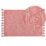 Tappeto rosso 140 x 200 cm cotone disegno geometrico soggiorno camera da letto