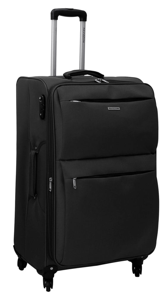 Trolley Valigia Grande Morbida in Poliestere 4 Ruote TSA Ravizzoni Singapore Nero