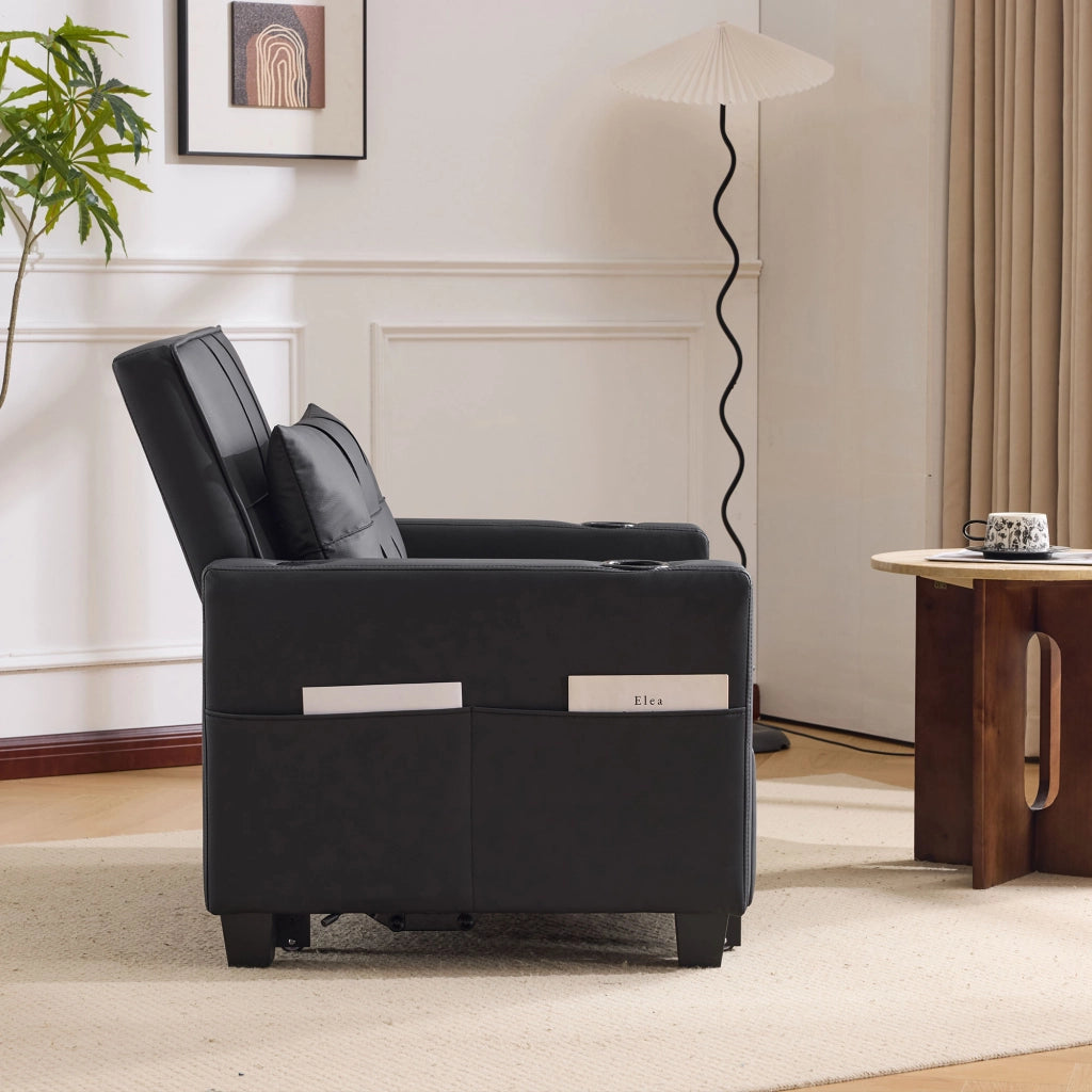Divano Letto Singolo Estraibile ¨C MINIMAL ¨C con Portabicchieri e USB, Poltrona Relax
