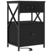 Comodino | Armadio da Notte | Mobiletto da notte Rovere Nero 40 x 31 x 60 cm Legno multistrato