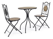 Set da Giardino Esterno in Ceramica Metallo Tavolino 2 Sedie Kansas Bizzotto