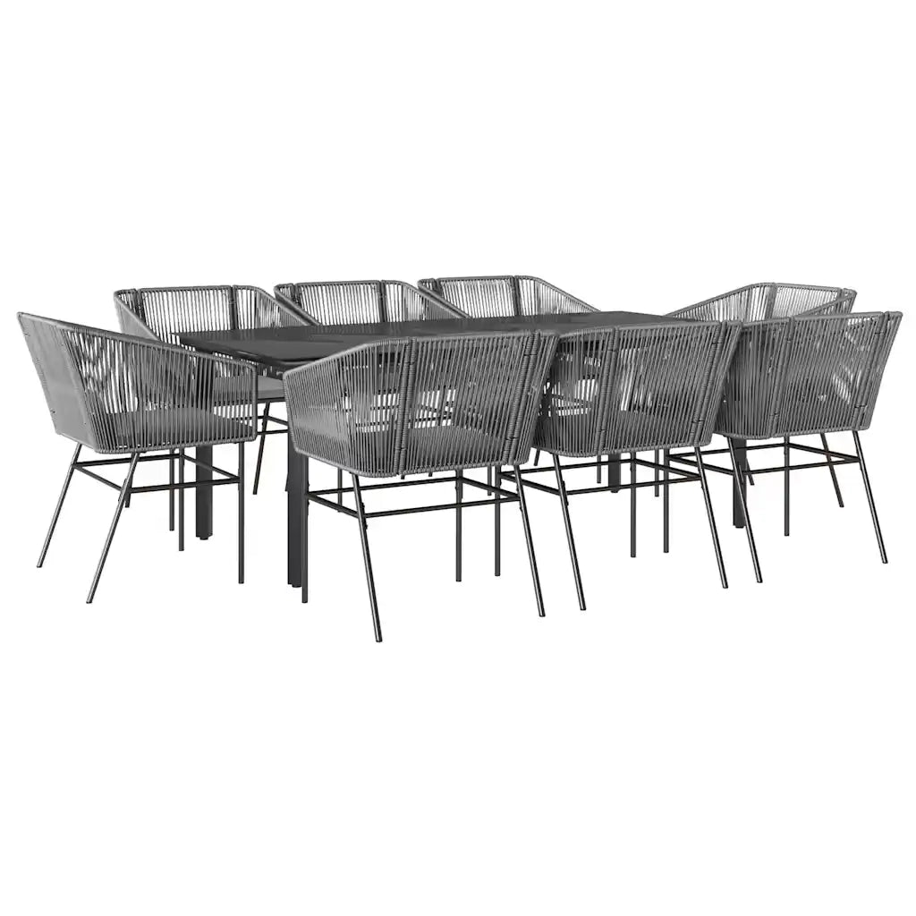Set da Pranzo da Giardino 9 pz con Cuscini Polyrattan Vetro 3334631