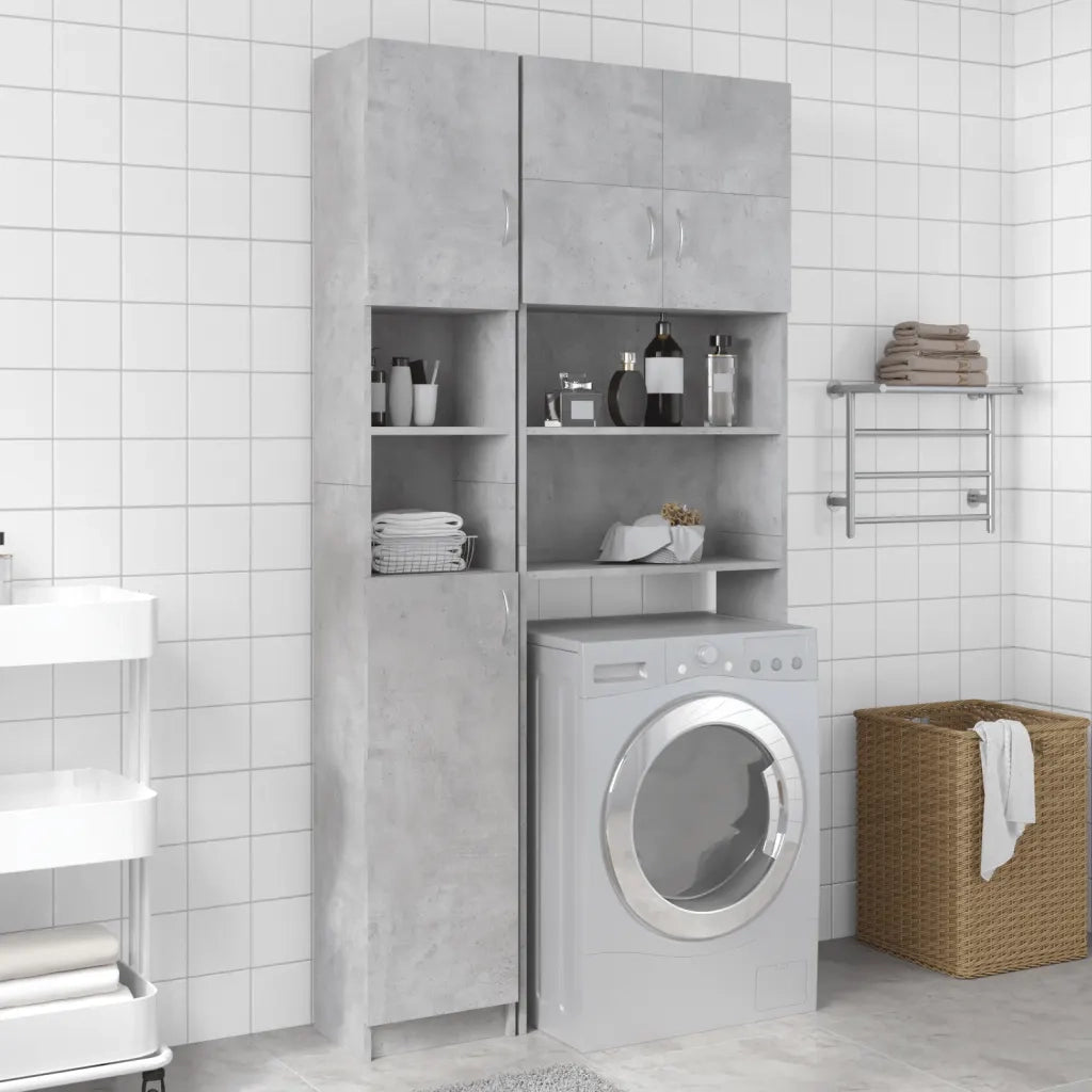 Mobile da Bagno Grigio Cemento 32x25,5x190 cm Legno Ingegnerizzato 802880
