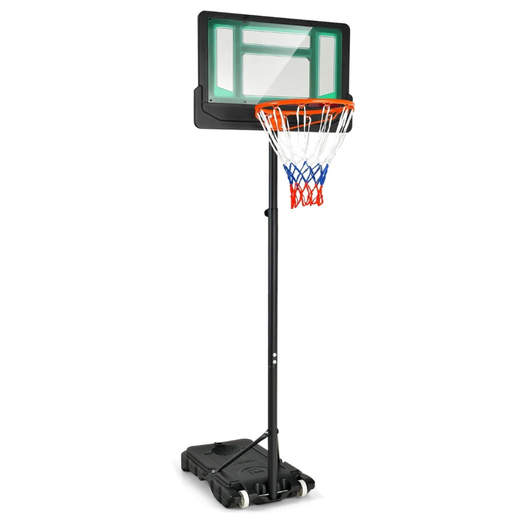 Canestro per bambini regolabile in altezza con incavo per pallone, Canestro basket portatile con ruote Verde