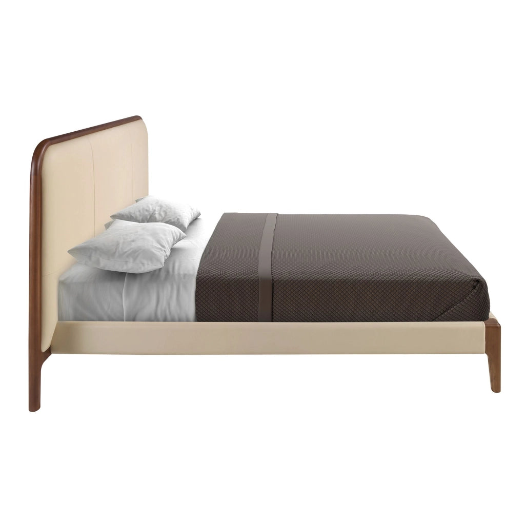 Letto in similpelle color crema
