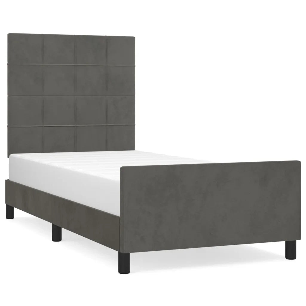 Giroletto senza Materasso Grigio Scuro 90x190 cm Velluto
