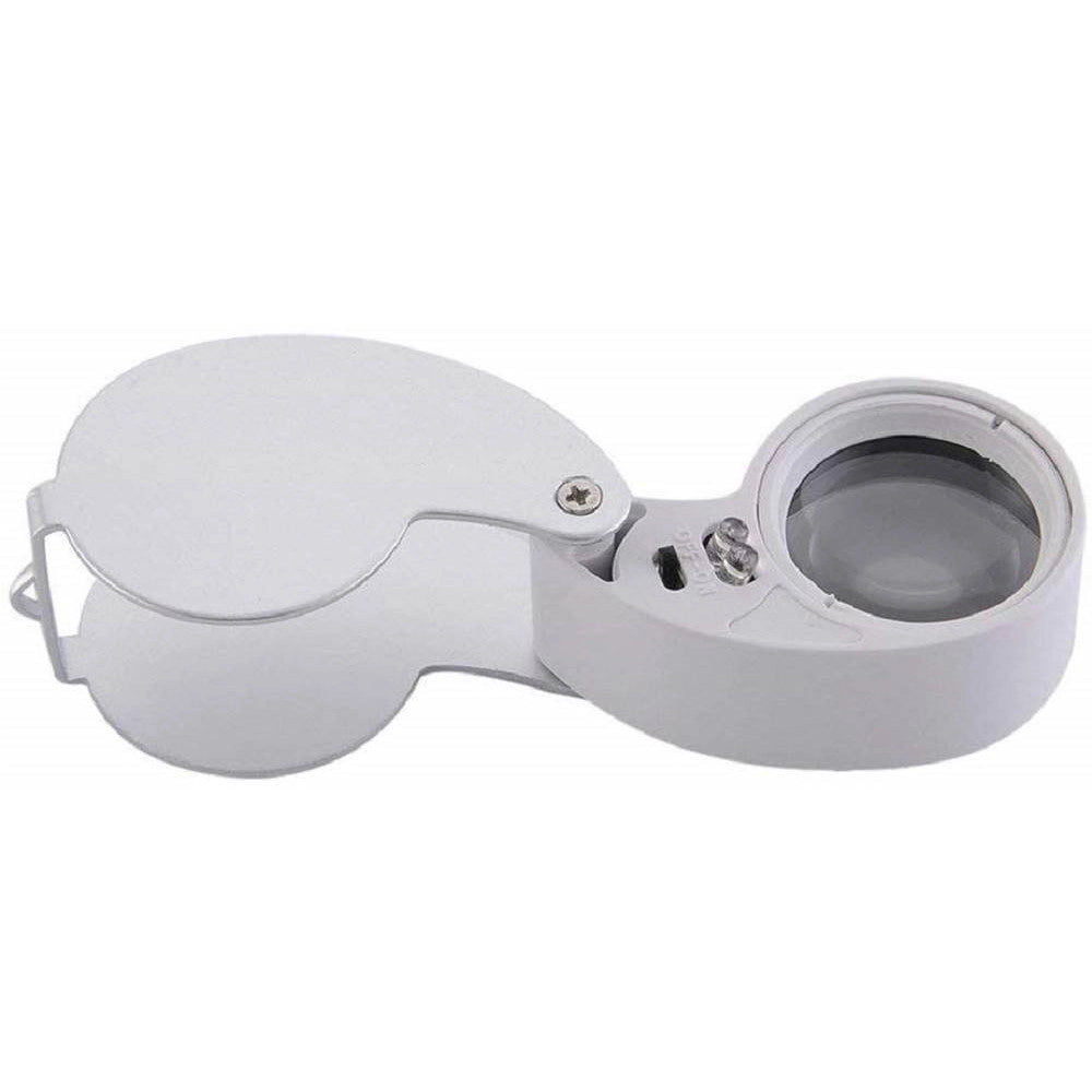 Trade Shop - Lente Ingrandimento Illuminata 40x-25mm A Led Da Tasca Precisione Pieghevole Metallo -