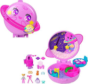Polly Pocket - Cofanetto Polly Planet, set portatile a forma di pianeta con una microbambola, un amico cucciolo e 10 acc