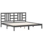 Letto matrimoniale | Letto per adulti | Giroletto Grigio in Legno Massello 200x200 cm