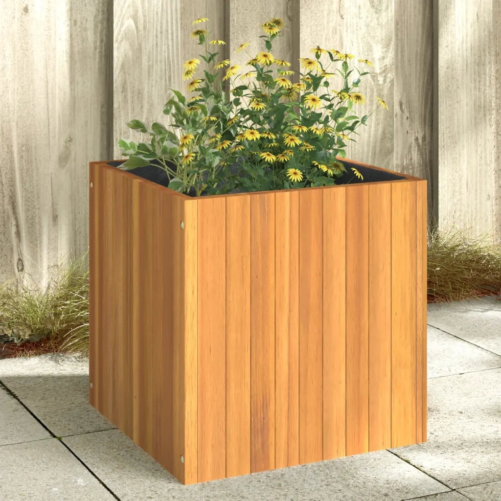 Fioriera | Cassetta per fiori | Vaso da Giardino 45x45x45 cm in Legno Massello di Acacia