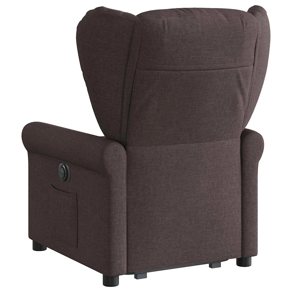 Poltrona | Sedia Relax Alzapersona Reclinabile Marrone Scuro in Tessuto