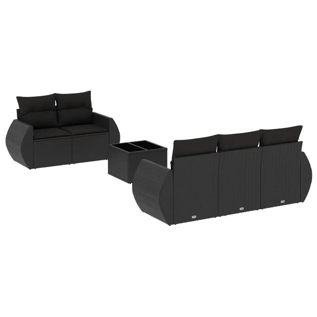 Set Divano da Giardino 6 pz con Cuscini Nero in Polyrattan 3253432