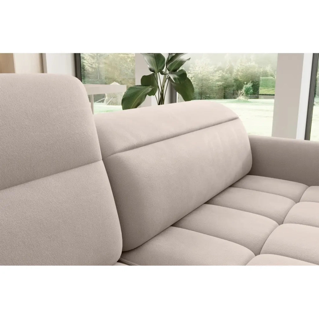 Divano angolare sinistro convertibile BARNEA 208 cm crema con contenitore