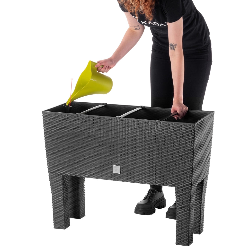 Vaso da giardino KADAX con fioriera interna su gambe, colore antracite, 80 cm.