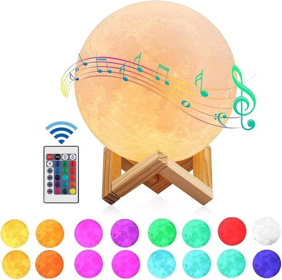 Lampada da Soggiorno 16 Colori 3D Luce Lunare 15 cm - Lampada da Notte USB Ricaricabile - Altoparlante Bluetooth - Luce LED Luce di Stato d'Animo con Comando a Distanza - Camera da Letto Caffetteria Bar Sala da Pranzo .