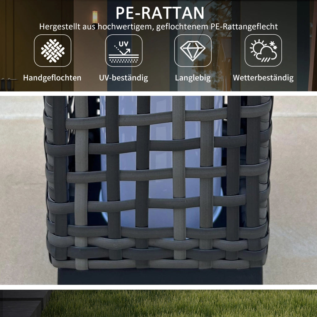 Lampada Da Esterno Solare Effetto Rattan 15,5 X 15,5 X 46 Cm Acciaio E Rattan Sintetico Grigio Per Giardino Con Accensione Automatica