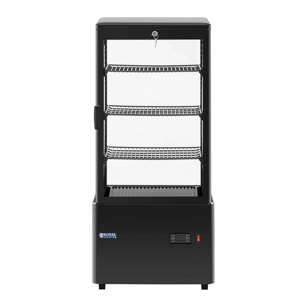 Vetrina refrigerata da 78 litri 4 ripiani con serratura vetro temperato nero plastica 14_0005390
