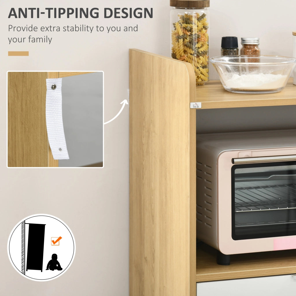 EasyComfort Mobiletto per Microonde in Truciolato con Ripiano Superiore, Cassetto Scorrevole e Armadietto, 58x40x118 cm