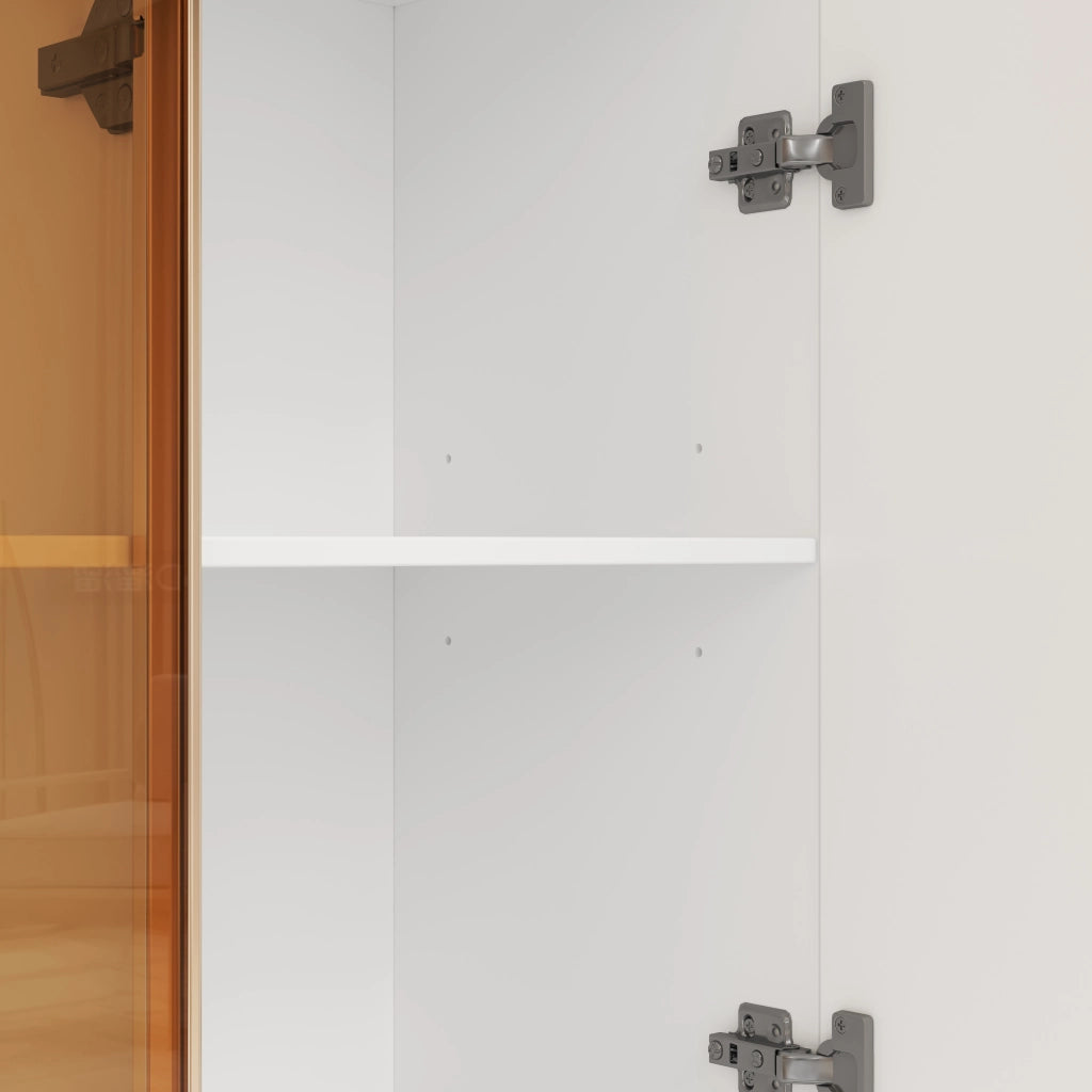 Vetrina a 3 ante con LED e ripiani regolabili in MDF e vetro temperato per soggiorno bianco 110 × 35 × 165 cm