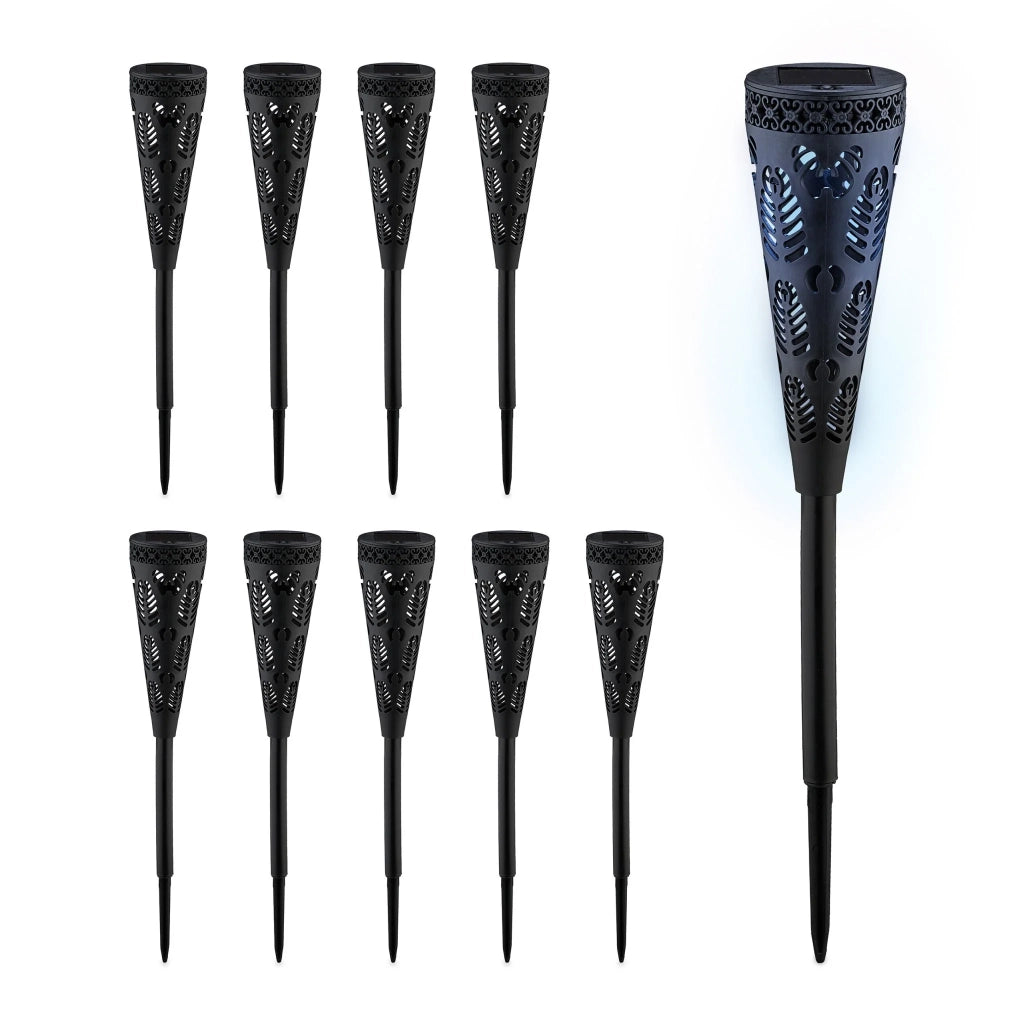 Set di 2 lampade solari decorative a forma di torcia da giardino 41 x 7 cm in plastica nera 13_0013663