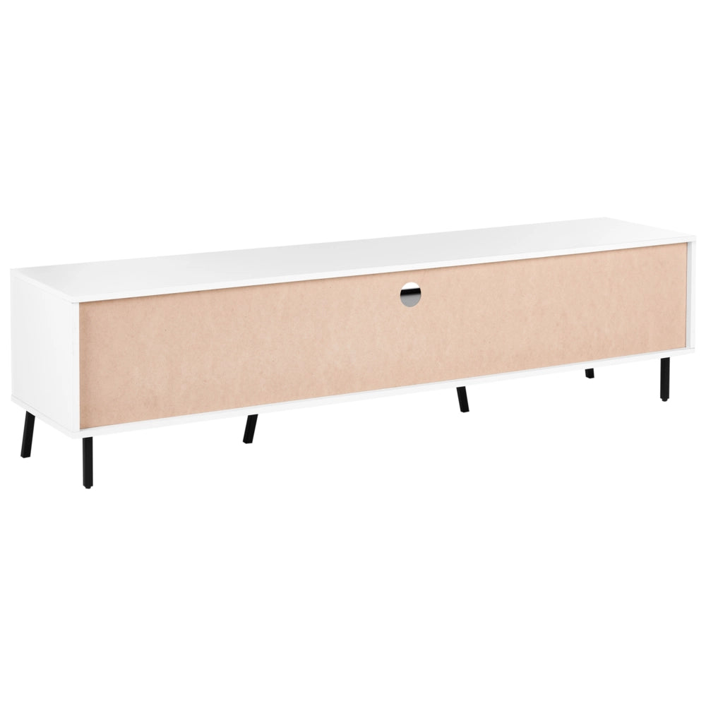 Mobile TV effetto cemento e gambe in metallo Bianco fino a 75ʺ con 1 cassetto e 2 armadi in stile industriale