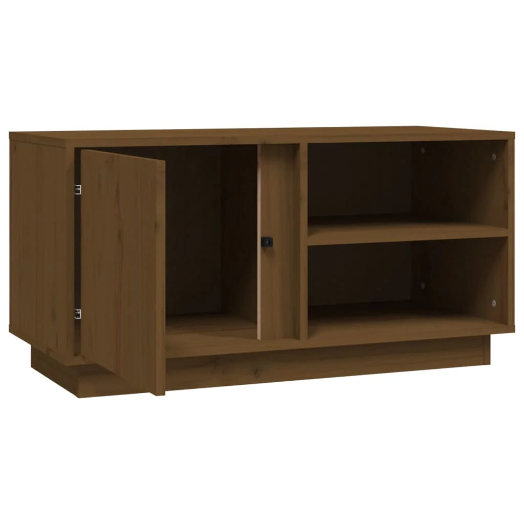 Mobile TV multimediale scaffale TV credenza TV sala da pranzo soggiorno camera da letto color miele 80 x 35 x 40,5 cm legno di pino massiccio marrone 02_0027722