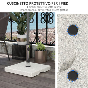 Base per Ombrellone da Giardino 25kg 38x38x38 cm in Granito e Acciaio Inox Grigia